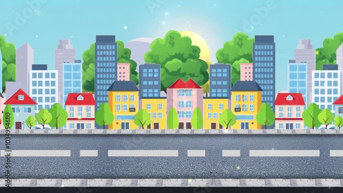 A Vibrant Neighborhood: Colorful Houses and Tree-Lined Streets
