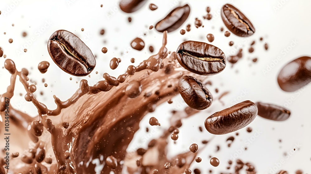 Isolated roasted coffee beans on white background Isolated roasted coffee beans on white background