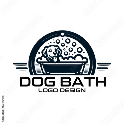 Dog Bath Vector Logo Design