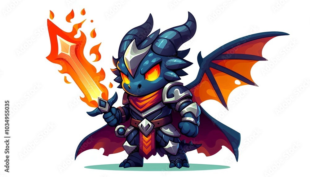 Flame Sword Knight A Cartoon Fantasy Hero Flame Sword Knight A Cartoon Fantasy Hero