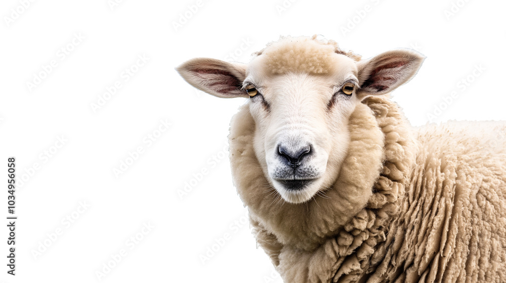 Fluffy Sheep Full-Body on White Background Fluffy Sheep Full-Body on White Background