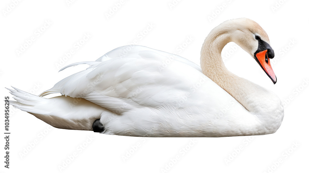 Graceful White Swan Gliding on Water Graceful White Swan Gliding on Water