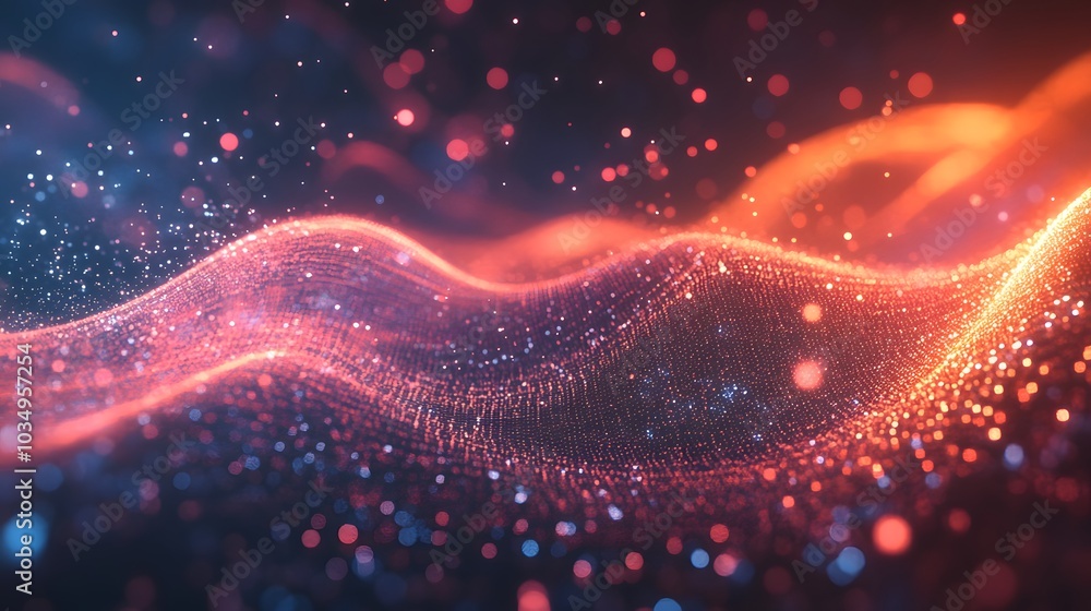 Wave of particles. Abstract particle. Data visualization. Abstract digital background. 4k rendering. Wave of particles. Abstract particle. Data visualization. Abstract digital background. 4k rendering.