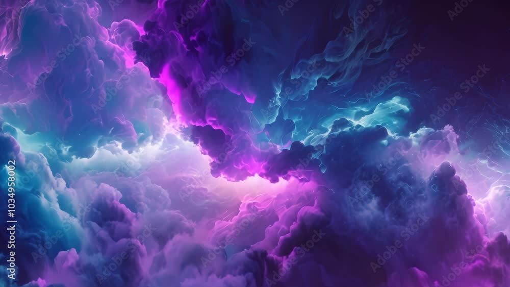 A striking Video capturing a purple and blue cloud with vibrant lightning illuminating the sky, High-energy abstract background using electric blues and purples A striking Video capturing a purple and blue cloud with vibrant lightning illuminating the sky, High-energy abstract background using electric blues and purples
