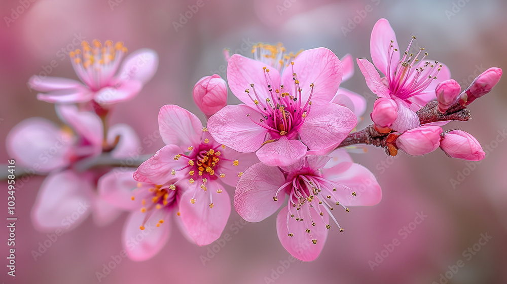 Close-Up of Pink Cherry Blossoms in Full Bloom.. Close-Up of Pink Cherry Blossoms in Full Bloom..