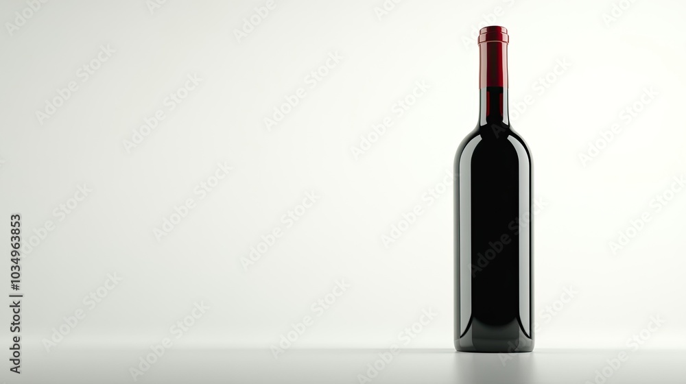 Elegant Red Wine Bottle on Minimalist Background Elegant Red Wine Bottle on Minimalist Background