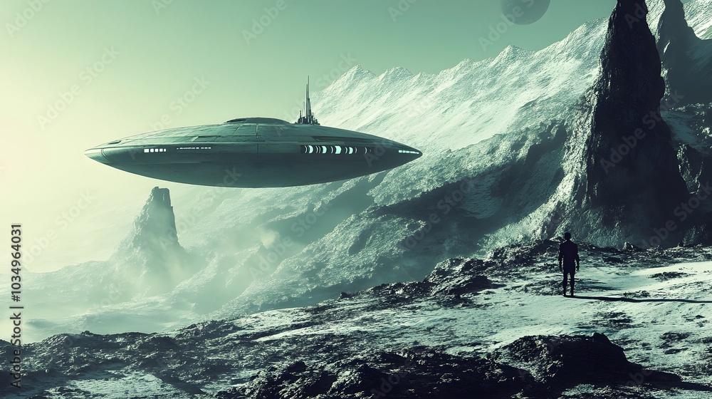 Landing alien, digital painting. Landing alien, digital painting.