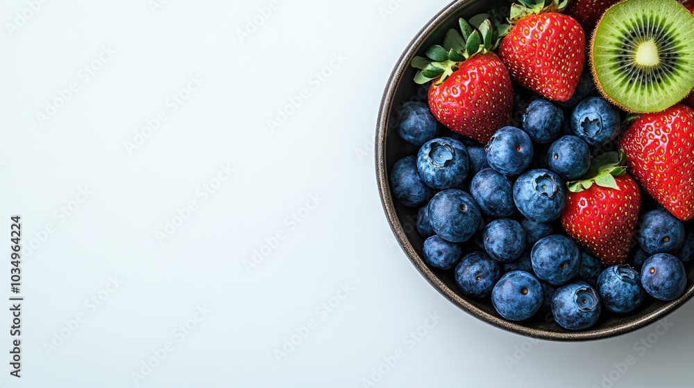 Fresh and Colorful Berry Bowl with Kiwi Slices Fresh and Colorful Berry Bowl with Kiwi Slices