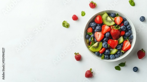 Wallpaper Mural Fresh Fruit Bowl with Berries and Kiwi Torontodigital.ca