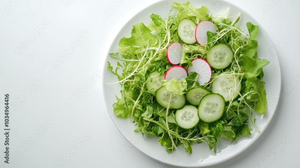 Fresh Vegetable Salad with Cucumber and Radish Slices Fresh Vegetable Salad with Cucumber and Radish Slices
