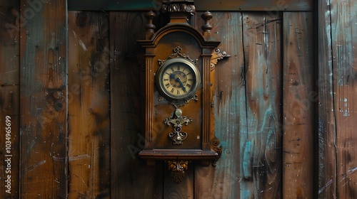 A mounted to the wall old fashioned timepiece