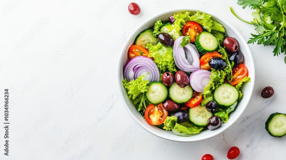 Fresh Colorful Salad with Vegetables and Herbs Fresh Colorful Salad with Vegetables and Herbs