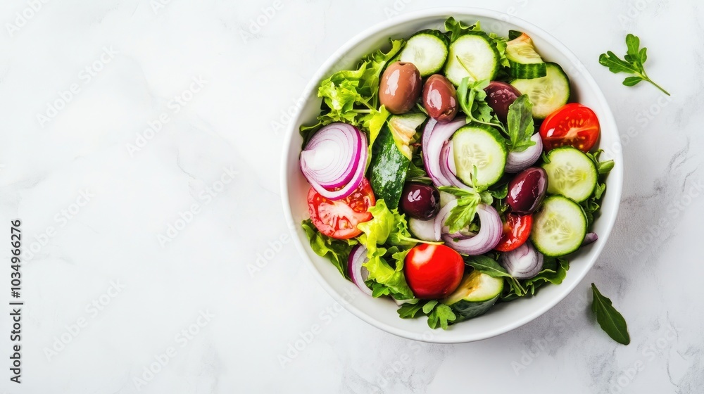 Fresh Healthy Vegetable Salad in White Bowl Fresh Healthy Vegetable Salad in White Bowl