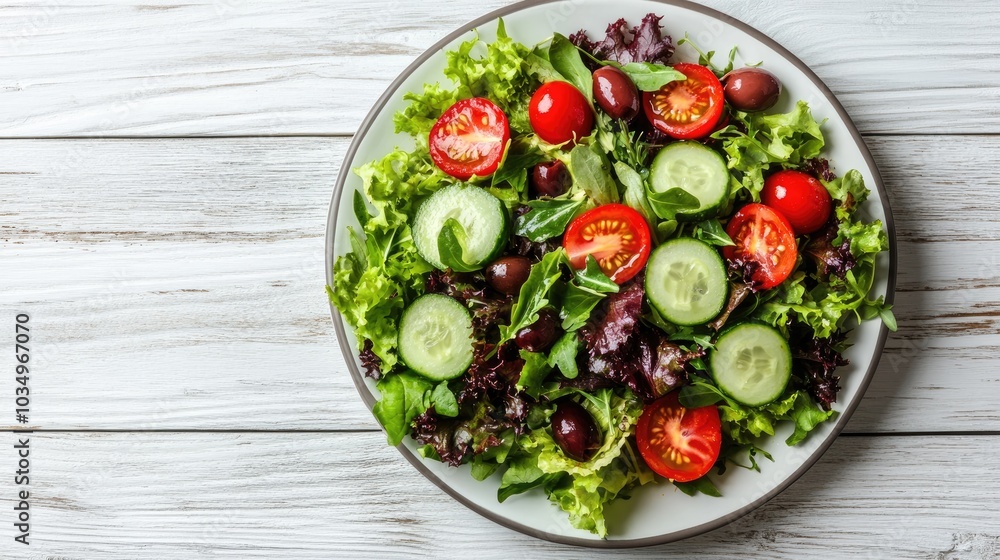 Fresh and Colorful Garden Salad with Vegetables Fresh and Colorful Garden Salad with Vegetables
