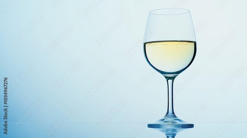Obraz premium Elegant Glass of White Wine on Minimalist Background