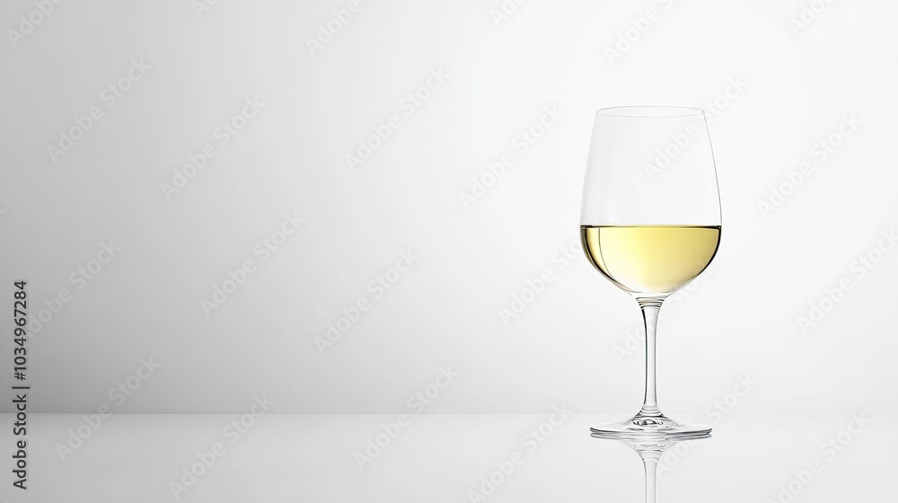 Elegant White Wine Glass on Simple Background Elegant White Wine Glass on Simple Background