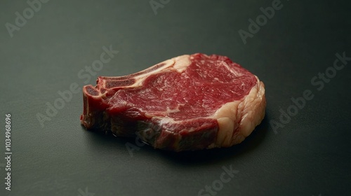 Fresh raw steak on a dark surface ready for cooking preparation