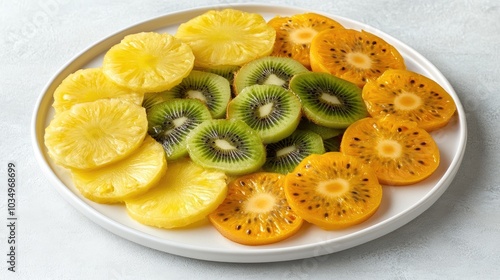 Vibrant Assortment of Fresh Tropical Fruits on Plate