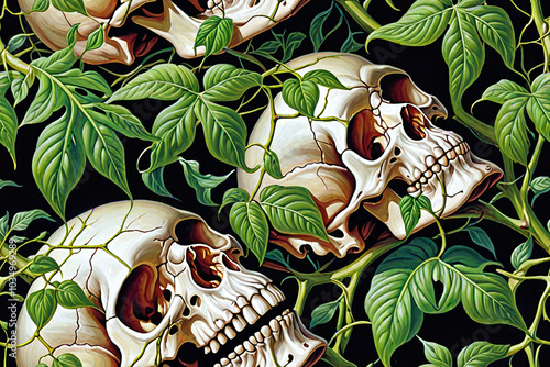 Skulls intertwined with bra...