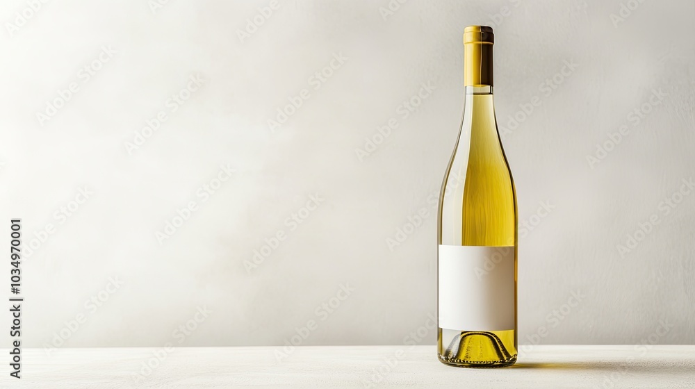 Elegant White Wine Bottle on Simple Background Elegant White Wine Bottle on Simple Background