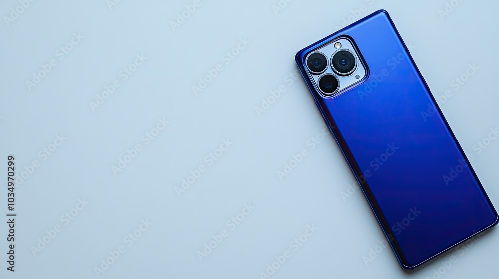 Modern Blue Smartphone on Simple Background Modern Blue Smartphone on Simple Background
