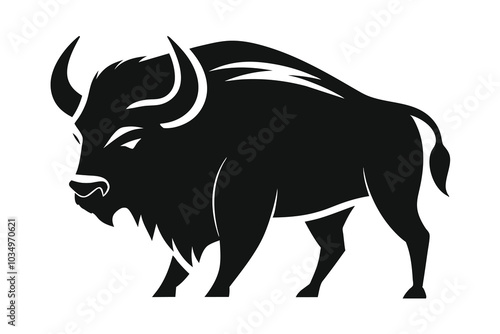 Animal logo vector art illustration with an Buffalo icon F.eps