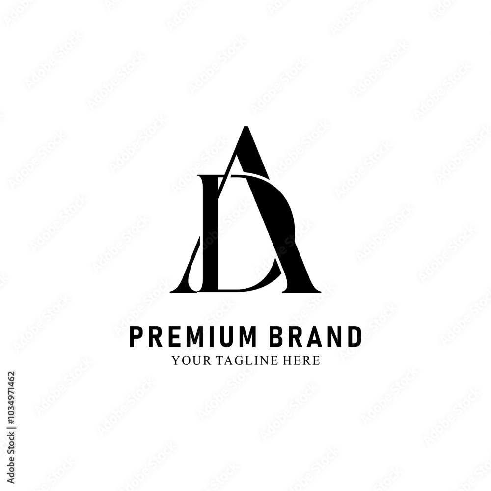 Modern Creative AD Logo Design. icon initial Based Monogram and Letters in Luxury vector