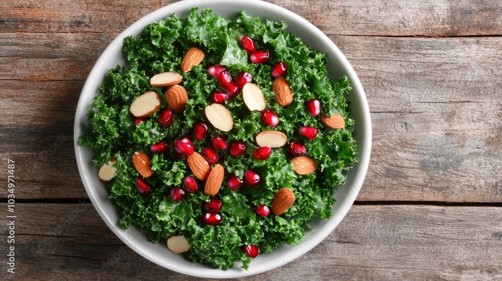 Fresh Kale Salad with Nuts and Pomegranate Seeds Fresh Kale Salad with Nuts and Pomegranate Seeds