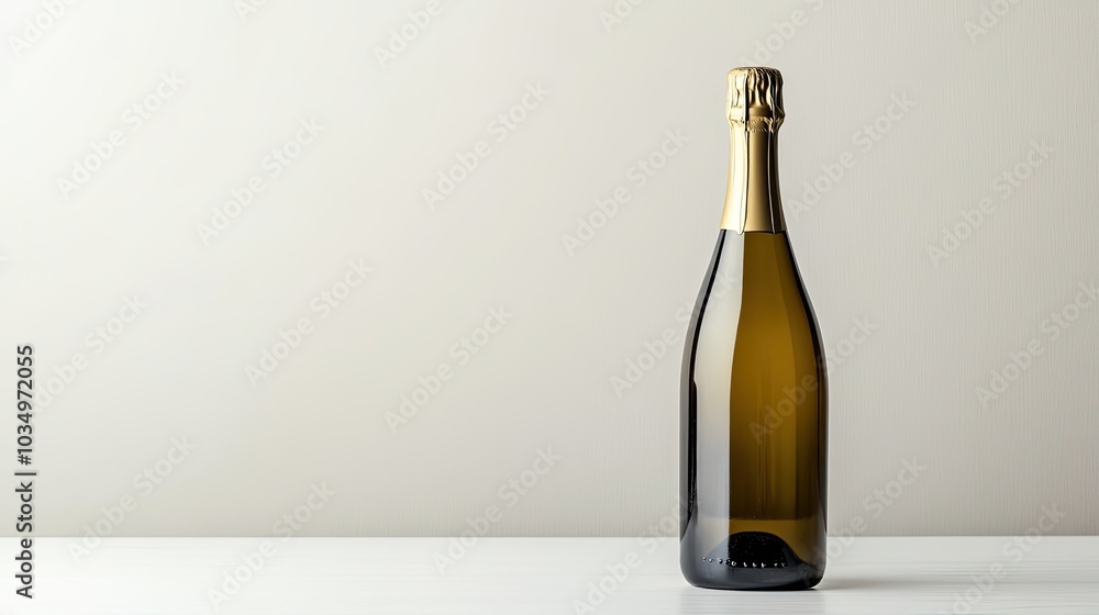 Elegant Champagne Bottle on Minimalist Background Elegant Champagne Bottle on Minimalist Background