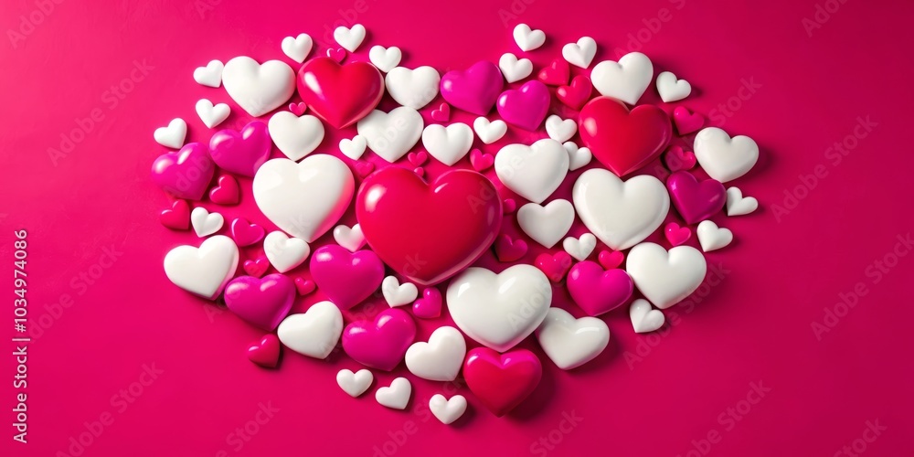 white and red heart on background white and red heart on background