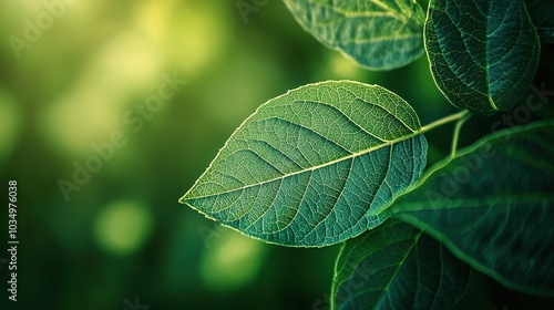 Close-Up of Fresh Green Leaf with Natural Light