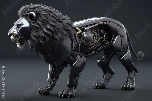 Obsidian lion figurine. Dig...