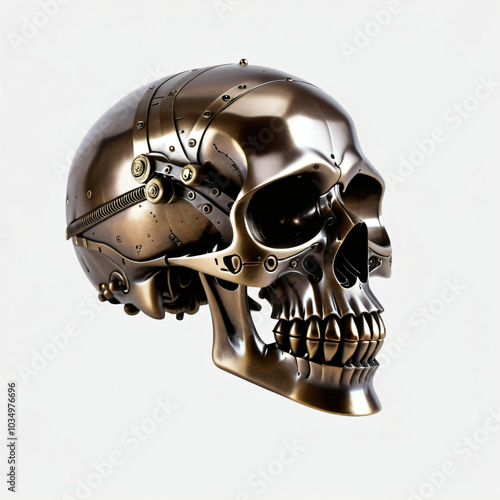 Cyborg head skull. Isolated...