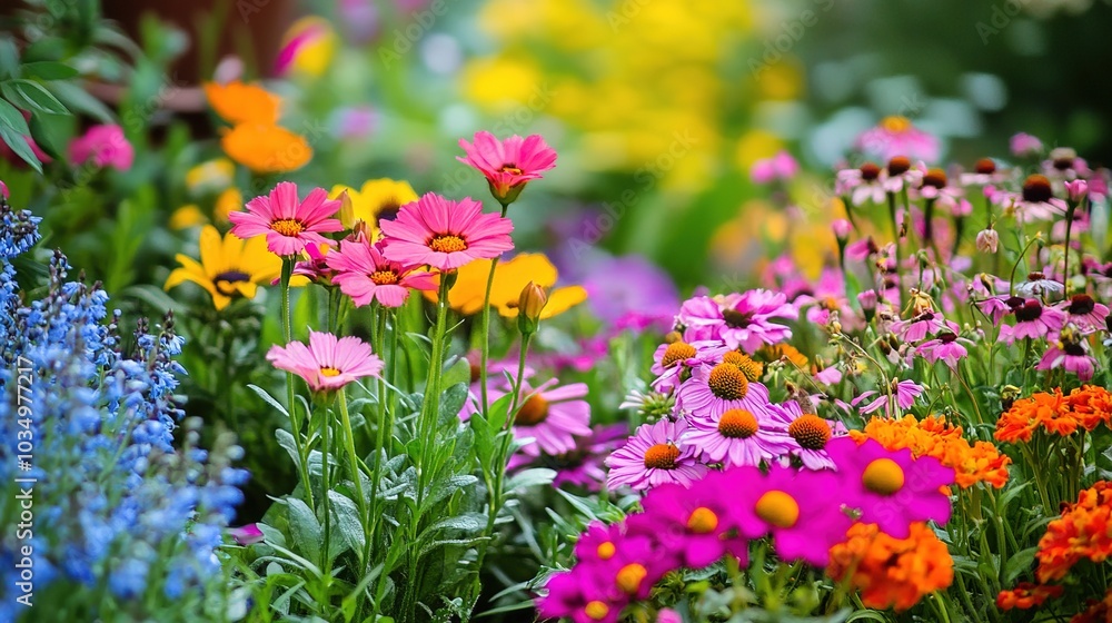 Fototapeta premium Vibrant Flower Garden in Full Bloom