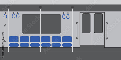 Subway train. Side view of a modern metro train with closed doors
