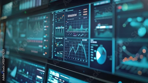 Wallpaper Mural A collection of numerous monitors displayed on a wall, showcasing a multitude of screens, Multiple computer screens showing real-time data analysis Torontodigital.ca