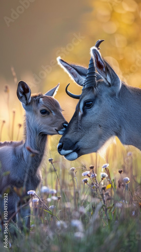 bluebuck antelopes mother and son photo