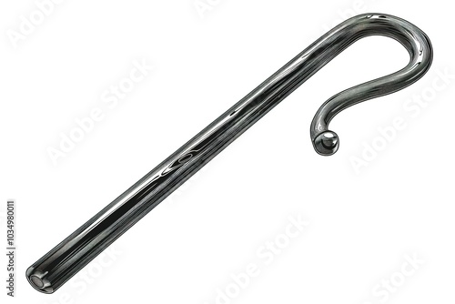Photography A silver shepherd's crook isolated on a white background.