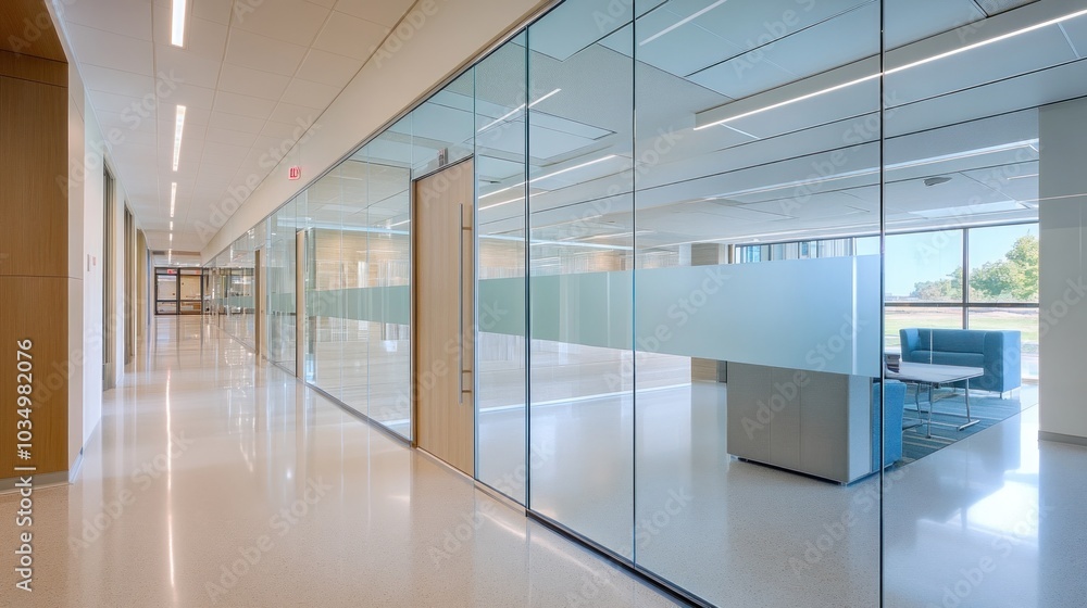 Tempered glass panels, featuring large, transparent panels used in an office building or commercial space, demonstrating their role in creating sleek, modern designs Tempered glass panels, featuring large, transparent panels used in an office building or commercial space, demonstrating their role in creating sleek, modern designs