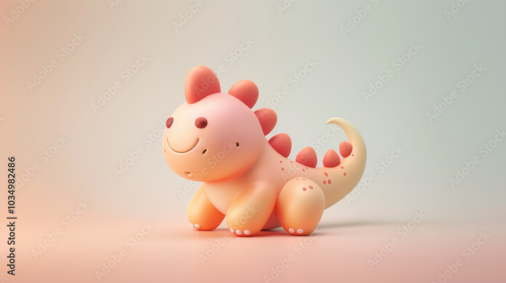 Cute cartoon dinosaur with pink and white colors Cute cartoon dinosaur with pink and white colors