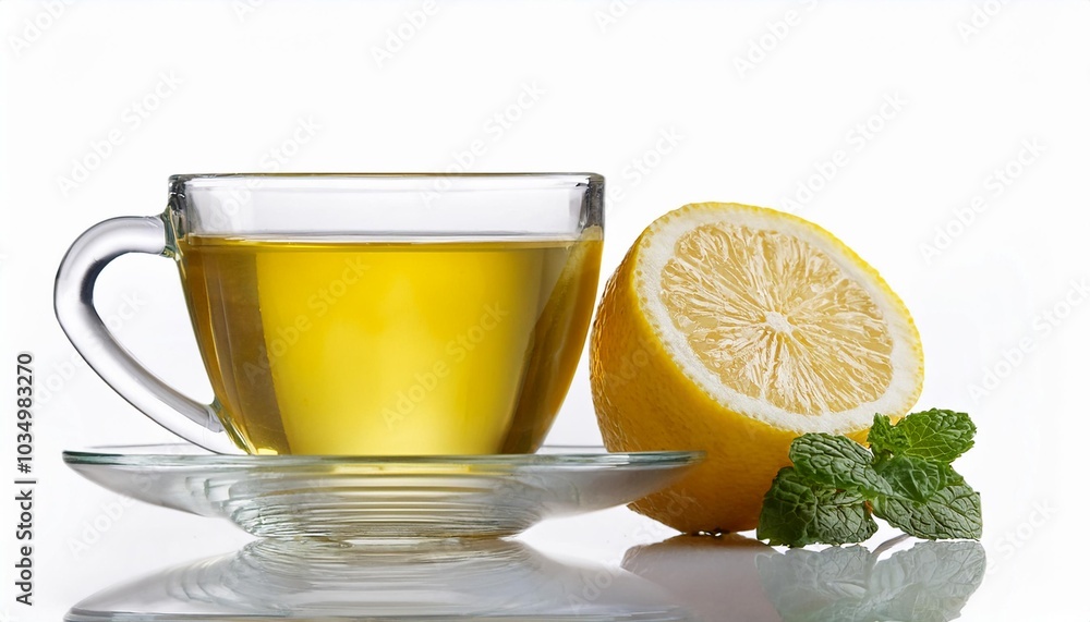 Hot Lemon Water on white background isolated. Beverage. Drink. Hot Lemon Water on white background isolated. Beverage. Drink.