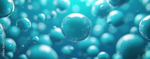 Wallpaper Mural Oxygen bubbles gracefully floating in vibrant blue liquid, perfect for adding your own text or message. Torontodigital.ca