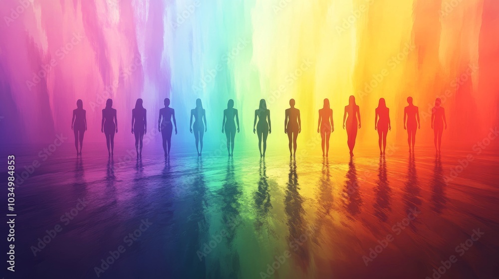 Vibrant Silhouettes of People Against a Stunning Rainbow Vibrant Silhouettes of People Against a Stunning Rainbow