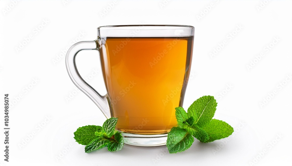 Peppermint Tea on white background isolated. Beverage. Drink. Peppermint Tea on white background isolated. Beverage. Drink.