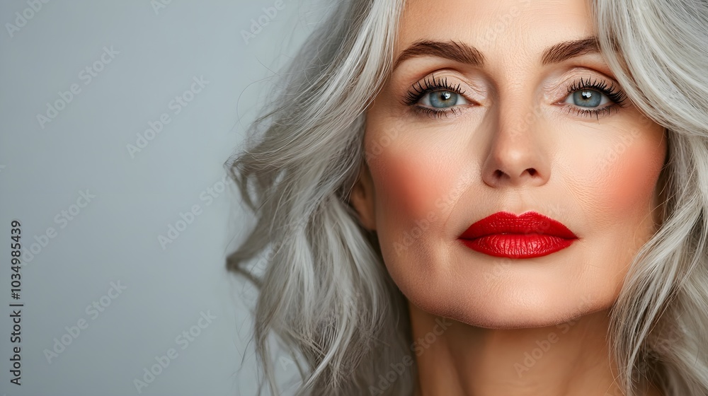 Senior woman's facial transformation, aging lips with wrinkles turning into fuller, youthful lips with smooth, radiant skin Senior woman's facial transformation, aging lips with wrinkles turning into fuller, youthful lips with smooth, radiant skin