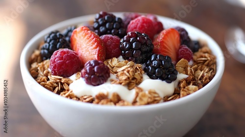 Wallpaper Mural Delicious bowl of yogurt topped with granola and a variety of fresh fruit Torontodigital.ca