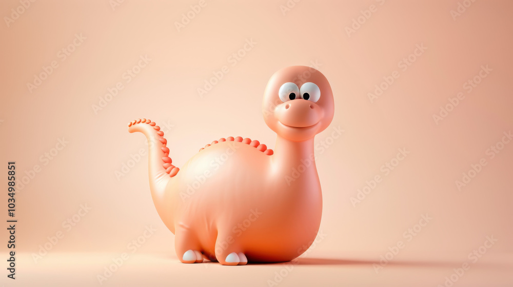 Cartoon Dinosaur on Pink Background Cartoon Dinosaur on Pink Background