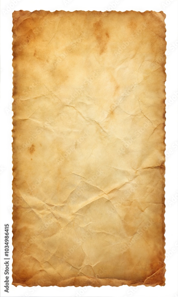 Fototapeta premium Aged and Stained Crinkled Blank Paper with Vintage Texture and Rustic Creases