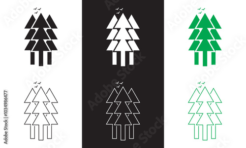 landscape and nature icon set,  Vector illustration isolated on white and black background. 