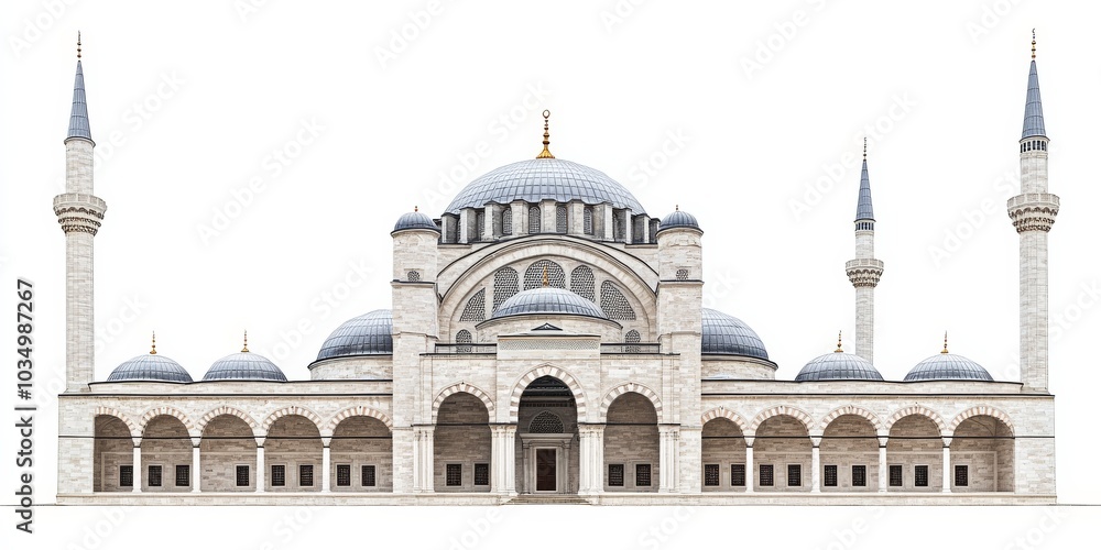 Naklejka premium A photo of the Suleymaniye Mosque in Istanbul, with a plain white background
